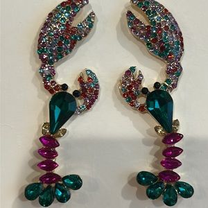 Swarovski Crystal Gold Lobster Statement Earrings Brand New